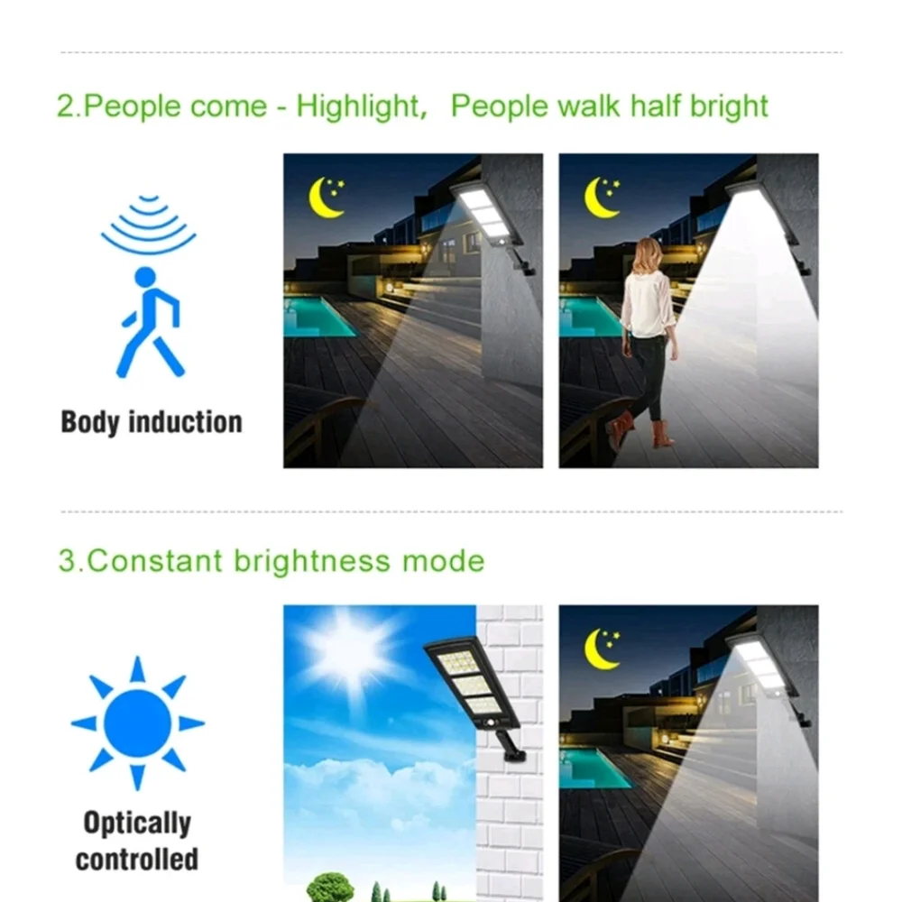 NWT 144 COB Commercial Solar Street Light Motion Sensor Lamp Dusk To Dawn